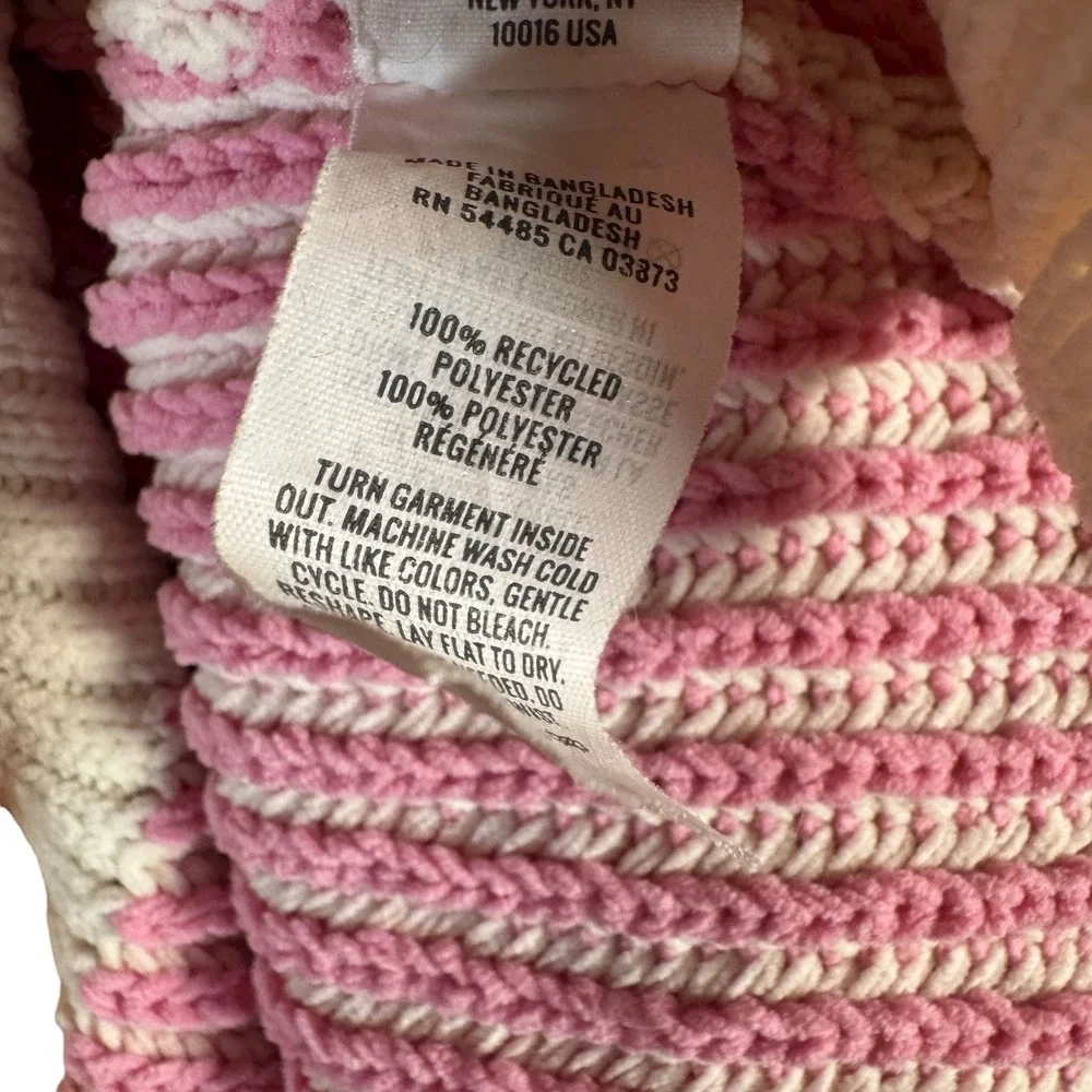 Aerie Women's L Pink Cream Striped Oversized Sweater Cozy Minimalist - Picture 4 of 8
